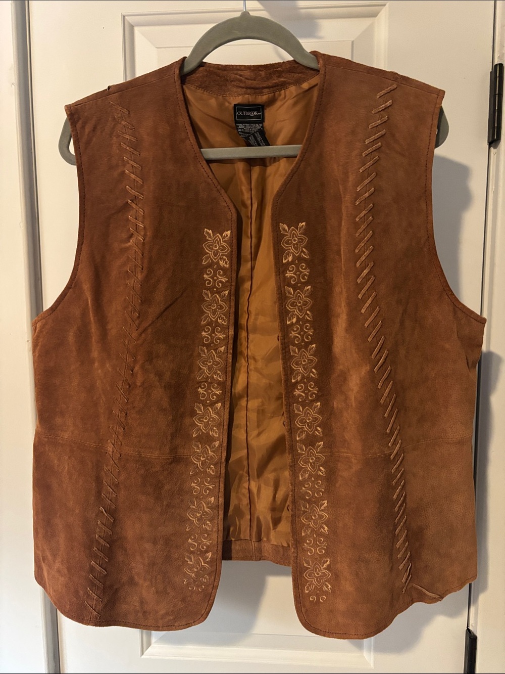 Outbrook Brown Suede Embroidered Vest